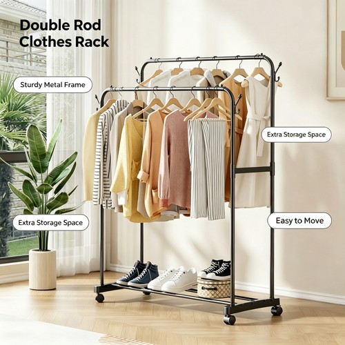 Heavy duty metal clothes - duty, rail