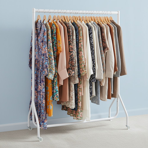 White heavy duty clothes rail - heavy-duty,