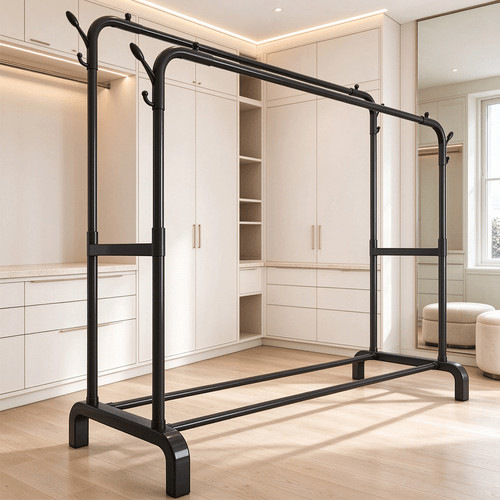 Heavy duty double rail clothes - duty,