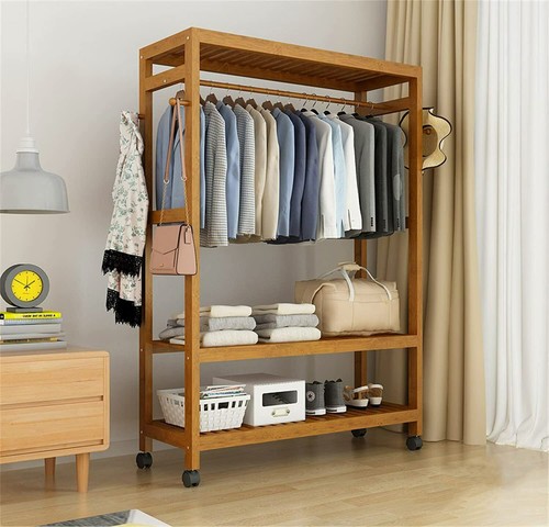 Heavy duty wooden clothes - wooden, rail