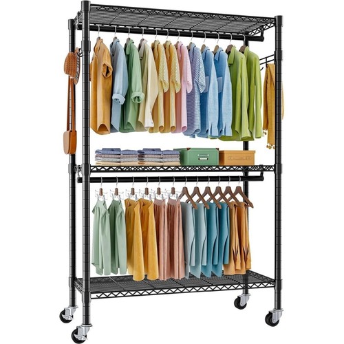 Double clothes rail rack heavy - clothes,