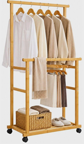 Bamboo clothes rail - bamboo, garment